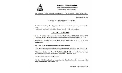 Zahájení školního roku 2019/2020